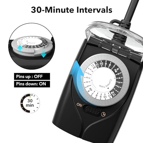 HBN Outlet Timer, 24 Hour Outdoor Waterproof 15A 1/2HP Pool Pump Timer