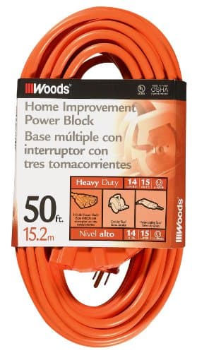 Outdoor Multi-Outlet Extension Cord for Outdoor Use; 50-Foot; Orange