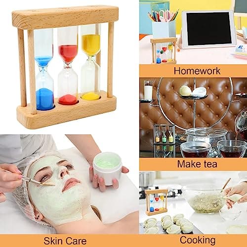 Honbay 1-3-5 Minute Sand Timer Wood Frame Small Table Decor for Home Office Classroom