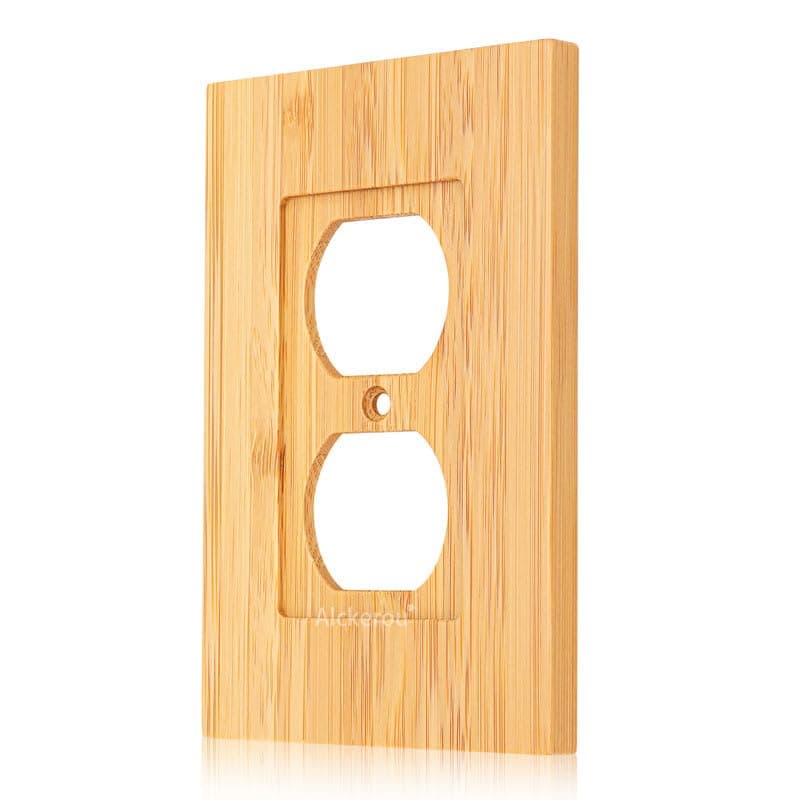 Solid Bamboo Light Switch Plate, Decorative Raw Wood Cover 4.8" x 3.14" Single Toggle — 1PC-6K Wall Plate 2