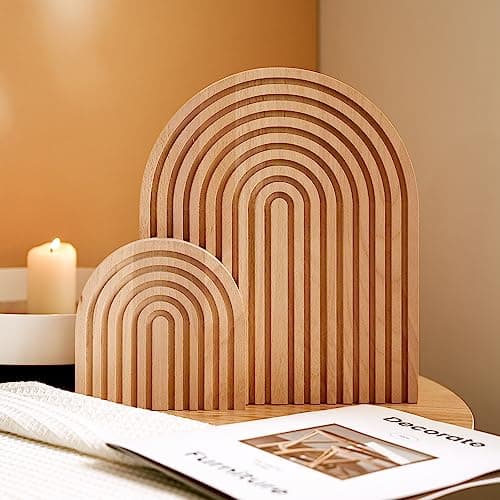 Boho Wood Rainbow Arch - Modern Room Decor (Set of 2)