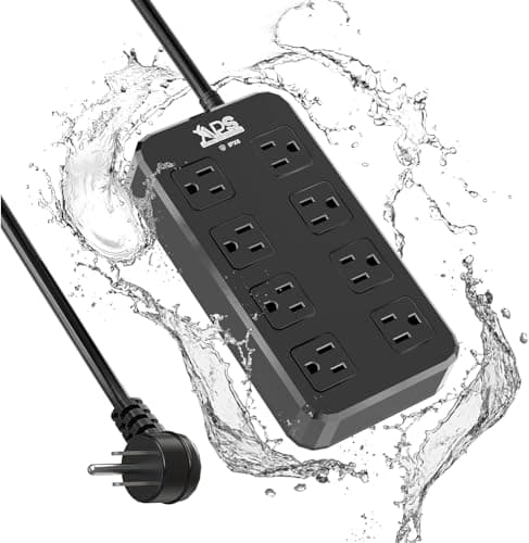 Outdoor Power Strip, Weatherproof and Waterproof Surge Protector with 8 Outlets for Outdoor Decorations