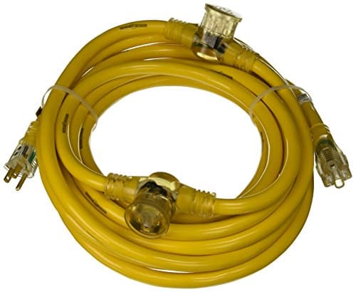 Yellow Jacket 2830 3-Outlet Lighted Adapter Cord, 25 Ft, 3 AWG Copper