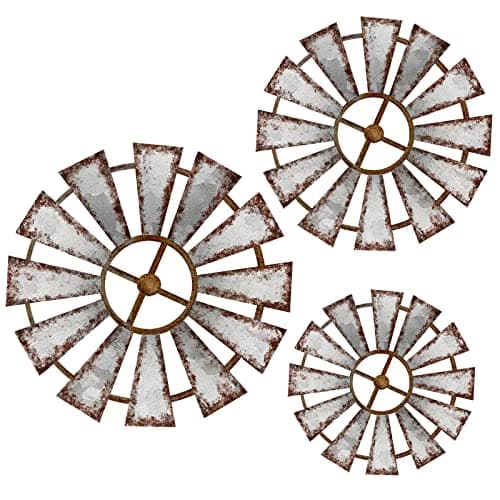 Yookeer 3 Pack Farmhouse Wood Windmill Wall Decoration