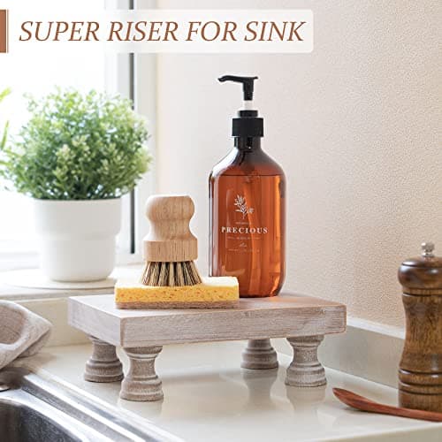 EOSAHR Natural Wood Riser for Room Decor - Rustic Pedestal Stand for Kitchen and Bath Décor