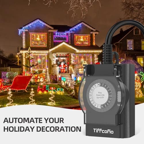 Heavy Duty Outdoor Timer with 2 Outlets, 24 Hour Waterproof Mechanical Light Timer
