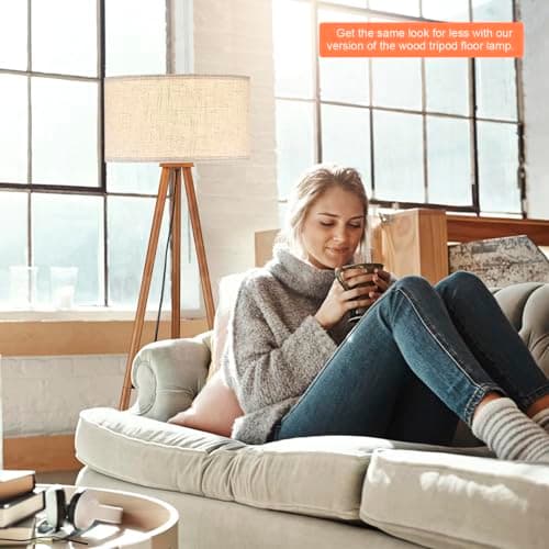 Brown Wooden Floor Lamp with 3 Color Temperature LED, Footswitch, ETL Listed