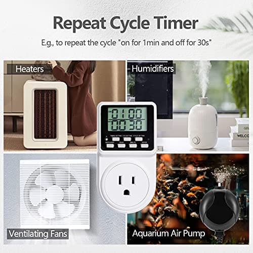 24-Hour Programmable Countdown Timer for Electrical Outlet, 120V 15A (1 Pack)
