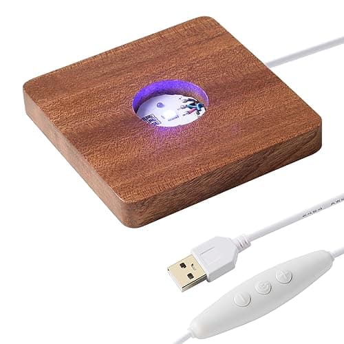IFOLAINA Multicolor Changing LED Wood Light Base for Crystal Art Resin Pedestal Lamp