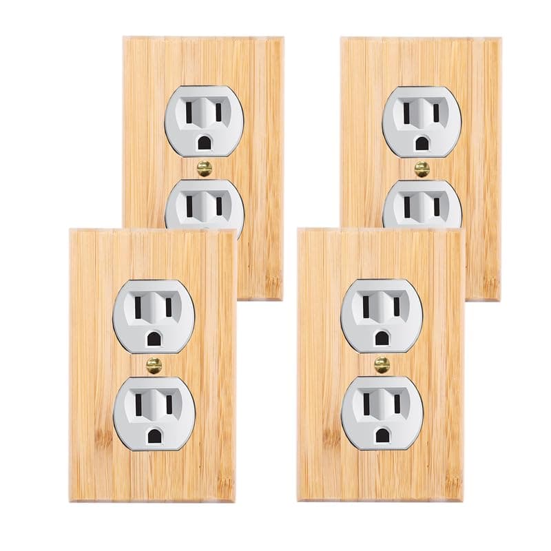Bamboo Solid Wood Light Switch Plate Decorative Cover — 4PC-Wood Wall Plate 3