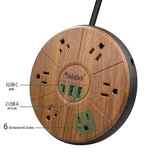 High-Power 6-Outlet Surge Protector with USB-C PD, Fast Charging & Circuit Breaker Safeguard