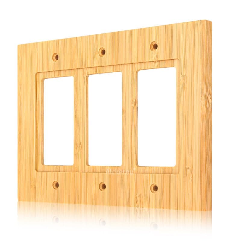 Solid Bamboo Light Switch Plate, Decorative Raw Wood Cover 4.8" x 3.14" Single Toggle — 1PC-6K Wall Plate 7