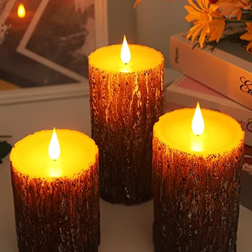 Battery Operated 3D Wick Flameless Pillar Candles with Remote Control