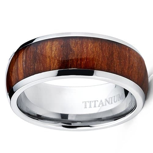 Titanium Ring for Men with Wood Inlay