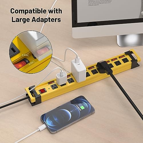 3300J Surge Protector Power Strip, 10 Outlets, Heavy Duty Metal Construction