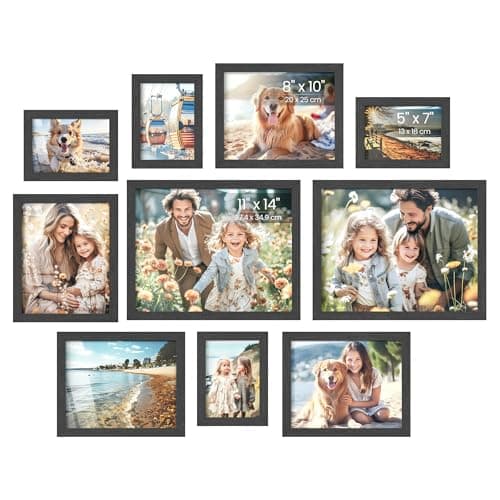 SONGMICS Collage Picture Frames Set of 10, Rustic Brown Glass — Ink Black