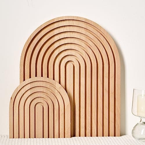 Boho Wood Rainbow Arch - Modern Room Decor (Set of 2)