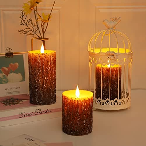Battery Operated 3D Wick Flameless Pillar Candles with Remote Control