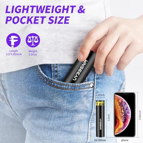 Rechargeable UV Flashlight for Pet Urine Detection and Leak Inspection