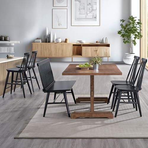 DUHOME Black Slat Spindle Back Wooden Dining Chair Set, 4 Pack Kitchen Dining Room