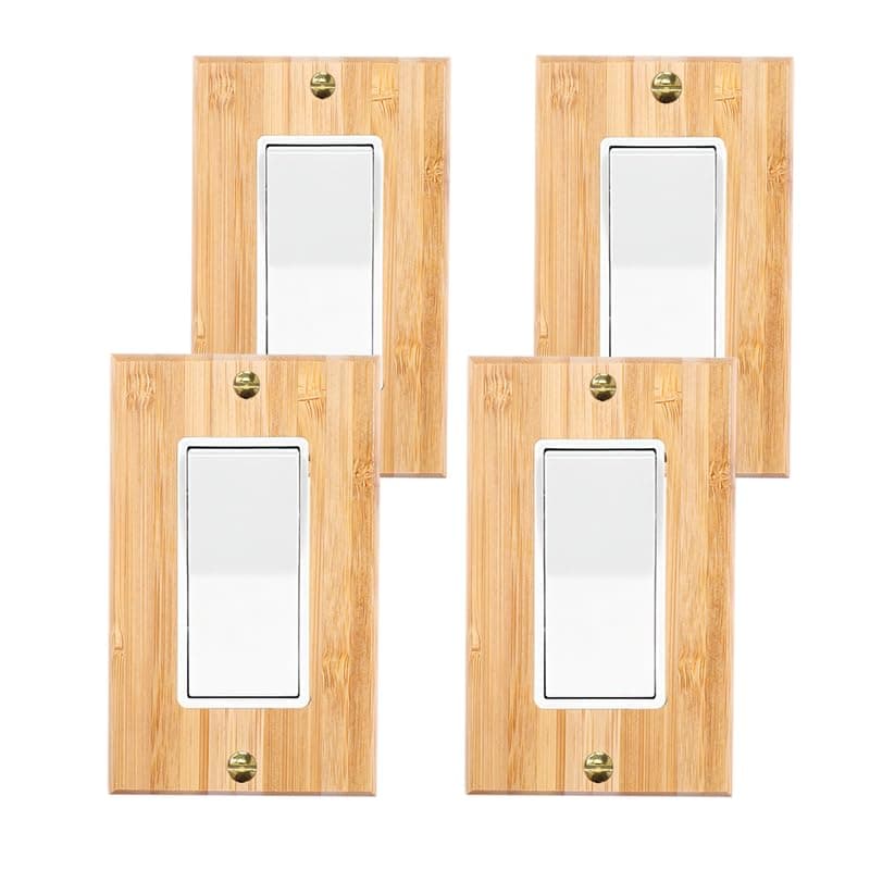 Bamboo Solid Wood Light Switch Plate Decorative Cover — 4PC-Wood Wall Plate 2