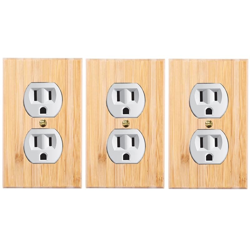 Bamboo Solid Wood Light Switch Plate Decorative Cover — 3PC-Wood Wall Plate 3