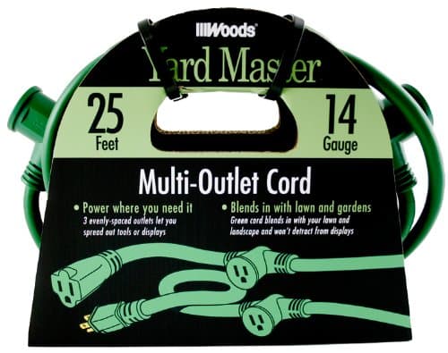 Yard Master Deck Extension Cord, 40 ft, Beige — Green 3-Outlet