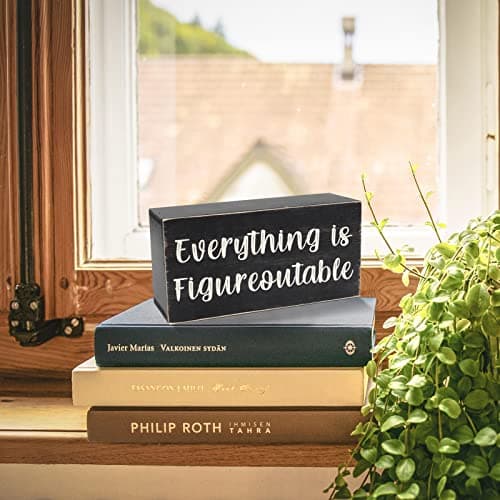Esur Home Office Desk Black Decor - Inspirational Farmhouse Wooden Sign - Figureoutable
