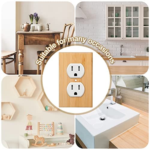 Pinkunn Solid Wood Bamboo Light Switch Plate (Double Hole) for Bedroom Kitchen Home