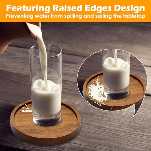 4 Pcs Absorbent Wooden Coasters with Holder for Table Protection