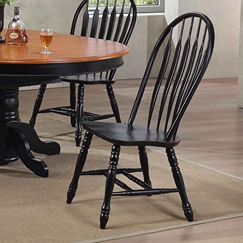 Sunset Trading Antiqued Black Cherry Distressed Windsor Side Chairs, Set of 2