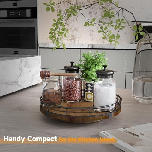 Farmhouse Oak 9" Lazy Susan Organizer for Cabinet & Storage