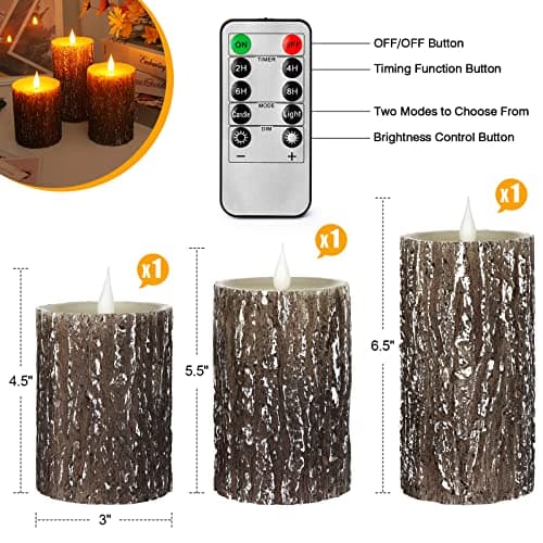 Battery Operated 3D Wick Flameless Pillar Candles with Remote Control