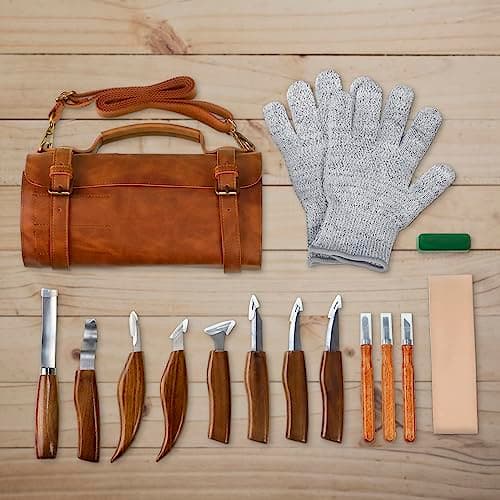 Tekchic Deluxe Wood Carving Kit with Whittling Knife & Leather Case