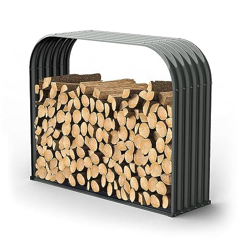 Galvanized Steel Firewood Storage Shed for Outdoor Use — Element - Gray