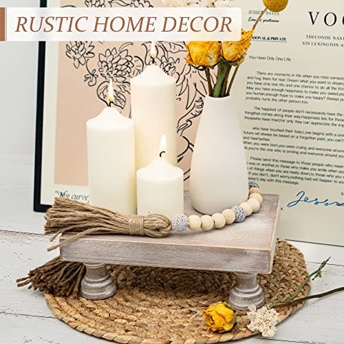 EOSAHR Natural Wood Riser for Room Decor - Rustic Pedestal Stand for Kitchen and Bath Décor