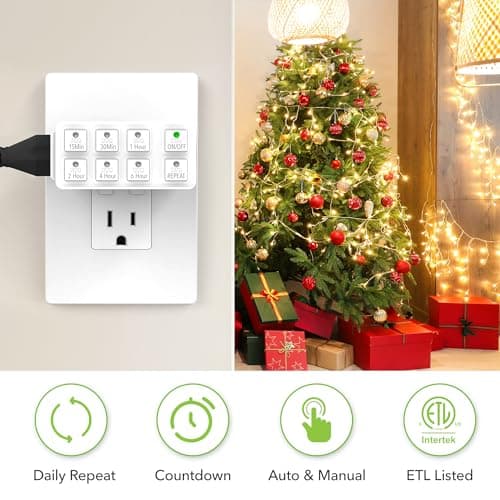 BN-LINK Heavy Duty Countdown Timer with Repeat, 3-Prong Grounded Outlet, ETL Listed