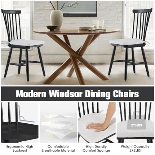 COLAMY Windsor Dining Chairs Set of 4, Black