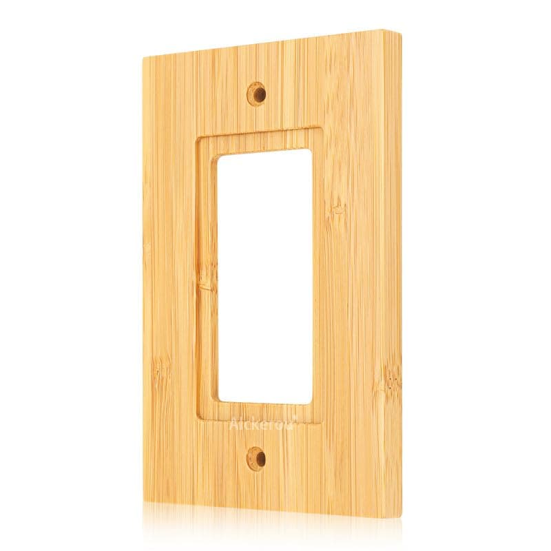Solid Bamboo Light Switch Plate, Decorative Raw Wood Cover 4.8" x 3.14" Single Toggle — 1PC-6K Wall Plate 3