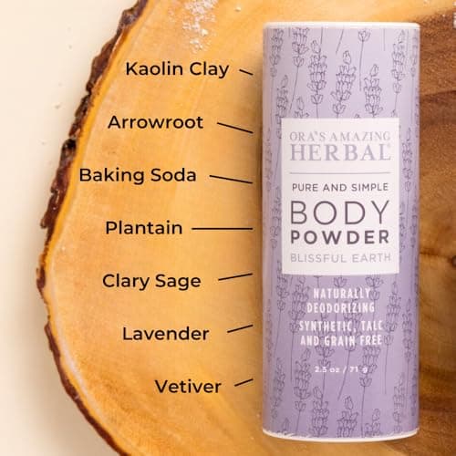 Talc Free Body Powder, Grounding Scent, Lavender & Vetiver, 2.5 oz