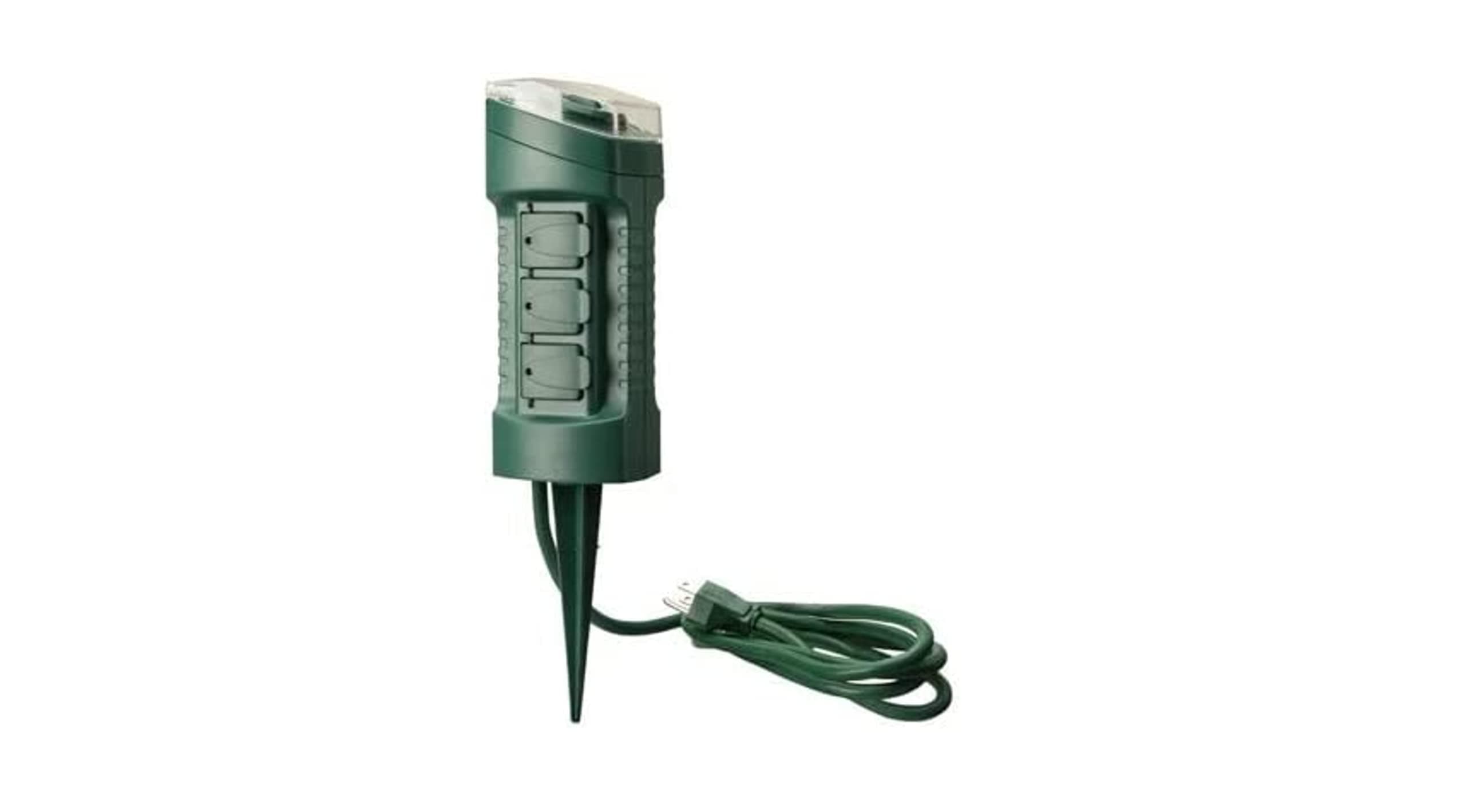 Outdoor Yard Timer with Photocell and Wireless Remote (Green)