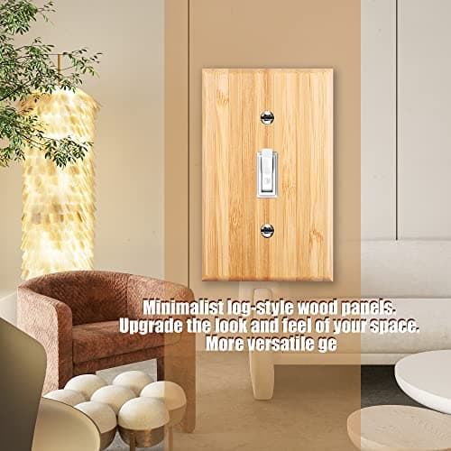 Solid Bamboo Single Toggle Light Switch Plate, 4.5" x 2.76" Home Decor