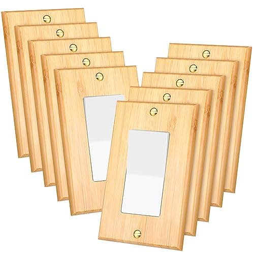 Pinkunn Solid Wood Bamboo Light Switch Plate (Double Hole) for Bedroom Kitchen Home — Single Rocker