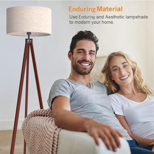 LePower Mid Century Wood Tripod Lamp, Modern Studying Light for Living Room & Office