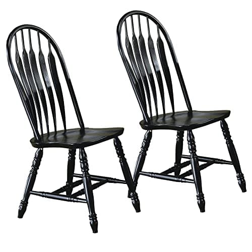 Sunset Trading Antiqued Black Cherry Distressed Windsor Side Chairs, Set of 2