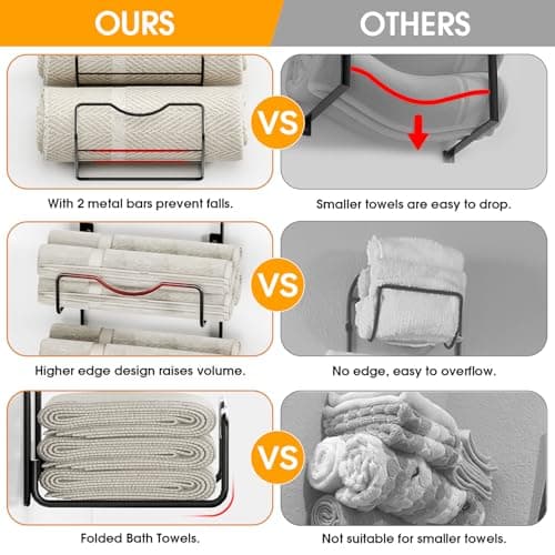 Bathroom Towel Racks, 6-Tier Wall Mounted Towel Holder