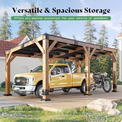 AMERLIFE 10 x 20 FT Solid Wood Gazebo with Metal Hardtop, Large Outdoor Grill Canopy