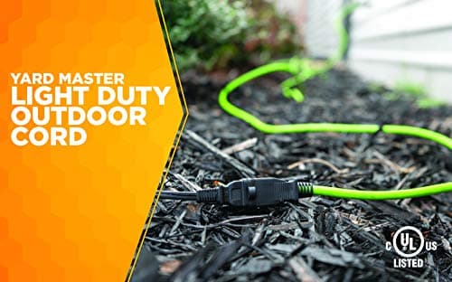 Water Resistant 120 Foot Outdoor Extension Cord, 16 Gauge 2 Prong, Lime Green, 9940010