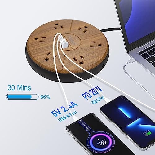 High-Power 6-Outlet Surge Protector with USB-C PD, Fast Charging & Circuit Breaker Safeguard