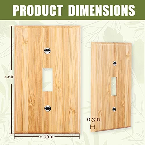 Solid Bamboo Single Toggle Light Switch Plate, 4.5" x 2.76" Home Decor